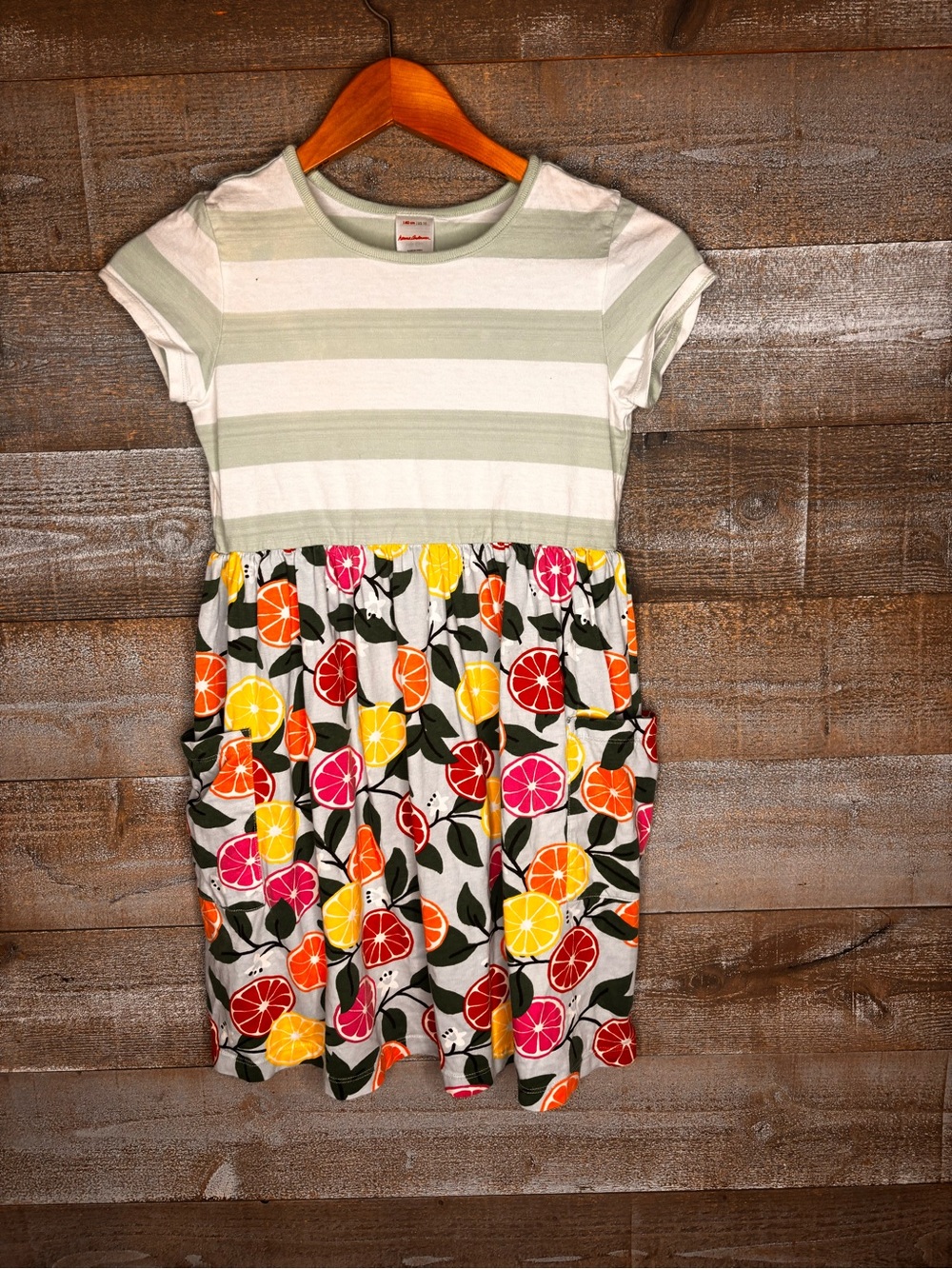 Hanna Andersson organic cotton Girls' Striped Top Citrus Print Dress